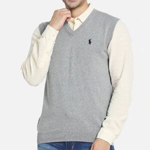 Polo Ralph Lauren 100% Pima Cotton Sweater Vest in Grey, Size XL